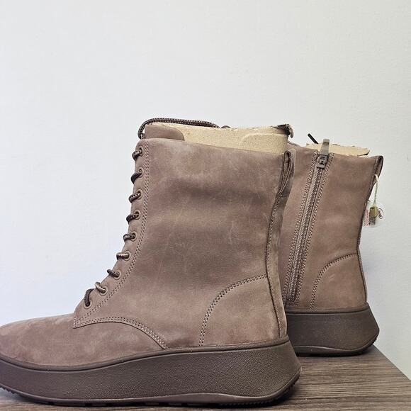 Fitflop  F-Mode Nubuck Lace Flatform Ankle Boots Size 9 Minky Grey NWT - Picture 2 of 8